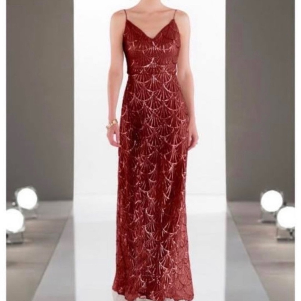 Red Sequin Spaghetti Strap Bridesmaid/Prom Dress‎